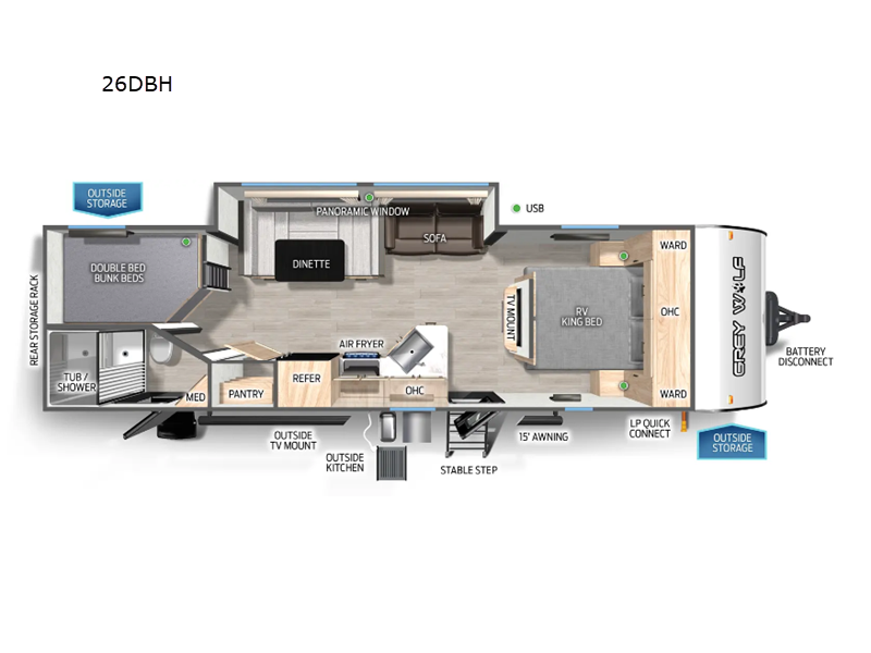 2025 Forest River Cherokee Grey Wolf 26DBH, $ 46,391