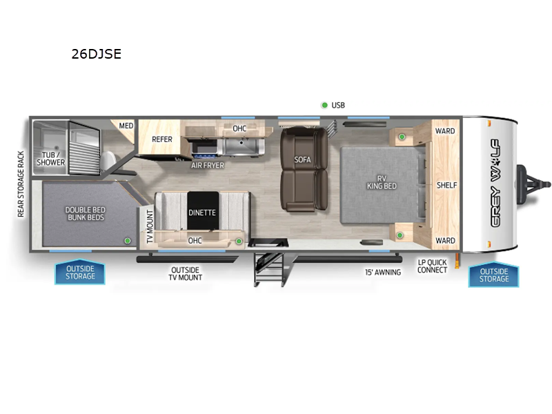 2025 Forest River Cherokee Grey Wolf 26DJSE, $ 40,994